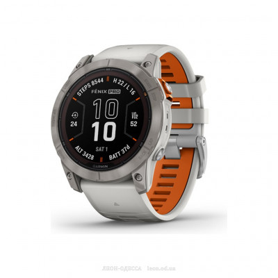 Смарт-годинник Garmin fenix 7X Pro Sapph Sol, Ti w/Gray/Orange Band, GPS (010-02778-15)