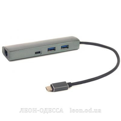 Порт-реплiкатор PowerPlant Type-C USB 3.1 -> 2*USB3.0, Type-C USB3.1, Gigabit Ethernet (CA910557)