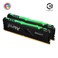 Модуль пам*ятi для комп*ютера DDR4 32GB (2x8GB) 3600 MHz Fury Beast RGB HyperX (Kingston Fury) (KF436C18BBAK2/32)