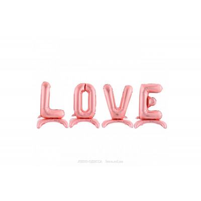 Фольгированная надпись с ножками "LOVE" - розовое золото