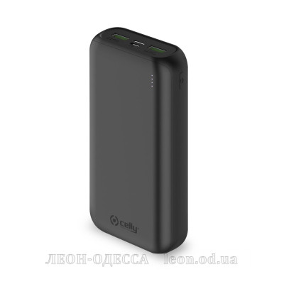 Батарея универсальная Celly Energy 20000mAh Inp:USB-C/Micro-USB, Out:USB-A*2(5V/2.1A) black (PBE20000BK)