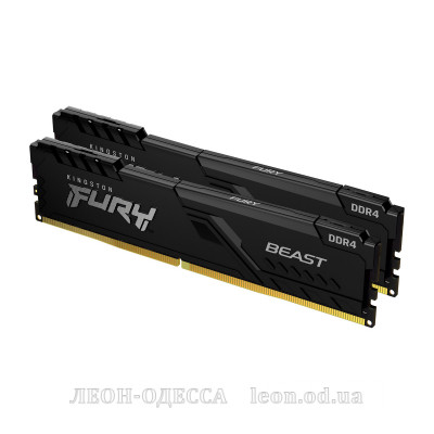 Модуль пам*ятi для комп*ютера DDR4 32GB (2x16GB) 3200 MHz Fury Beast Black HyperX (Kingston Fury) (KF432C16BB1K2/32)