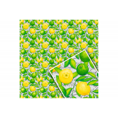 Бумага упаковочная GIFT Мелованная (5 листов) "Лимоны"