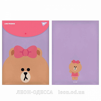 Папка-конверт YES А4 на кнопці &quot;Line Friends&quot; вертикальна