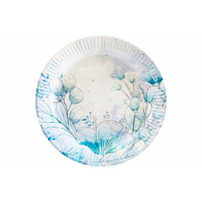 Тарелка большая «Цветочки на голубом»