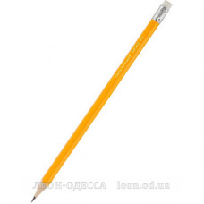 Олівець графітний з гумкою, НВ, з гумкою, жовтий