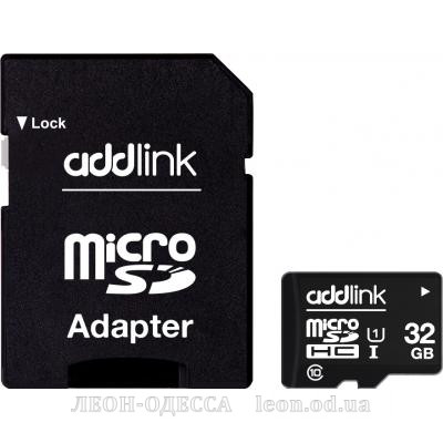 Карта пам*ятi AddLink 32GB microSDHC class 10 UHS-I U1 (ad32GBMSH310A)