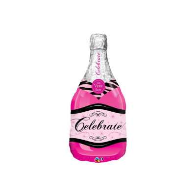 Фольгированный Шар-Фигура Qualatex "Бутылка Шампанского розовая"