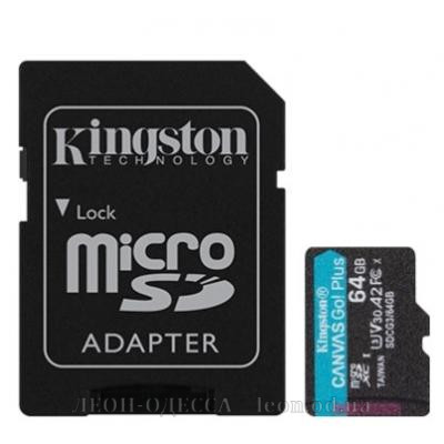 Карта пам*ятi Kingston 64GB microSDXC class 10 UHS-I U3 A2 Canvas Go Plus (SDCG3/64GB)