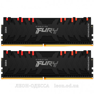 Модуль пам*ятi для комп*ютера DDR4 16GB (2x8GB) 4266 MHz Renegade RGB Black Kingston Fury (ex.HyperX) (KF442C19RBAK2/16)
