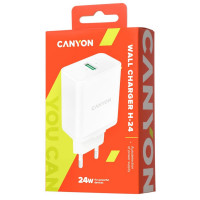 Зарядний пристрiй Canyon Wall charger with 1*USB, QC3.0 24W (CNE-CHA24W)