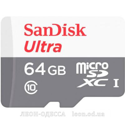 Карта памяти SANDISK 64GB microSD class 10 Ultra Light (SDSQUNR-064G-GN3MN)