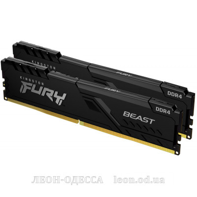 Модуль пам*ятi для комп*ютера DDR4 32GB (2x16GB) 3200 MHz Fury Beast Black Kingston Fury (ex.HyperX) (KF432C16BBK2/32)