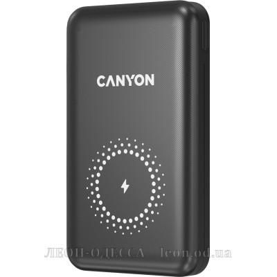 Батарея унiверсальна Canyon PB-1001 10000mAh, PD/18W, QC/3.0 +10W Magnet wireless charger, black (CNS-CPB1001B)