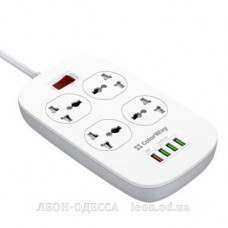 Мережевий фiльтр живлення ColorWay 4 розетки/4USB White 1.8м (1QC3.0 + 3 AUTO ID) (CW-CHU44QW)