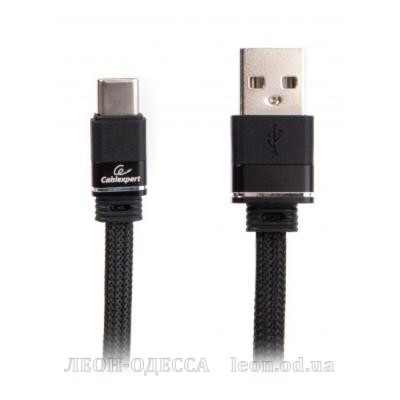 Дата кабель USB 2.0 AM to Type-C 1.0m flat Cablexpert (CCPB-C-USB-10BK)