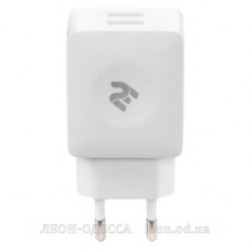 Зарядний пристрiй 2E Wall Charger Dual USB-A 2.4A + cable USB-C White (2E-WC1USB2.1A-CC)