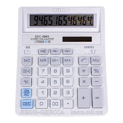 
											Калькулятор Citizen SDC-888 XWH белый											
											