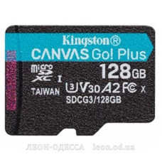 Карта пам*ятi Kingston 128GB microSD class 10 UHS-I U3 A2 Canvas Go Plus (SDCG3/128GBSP)