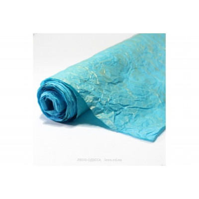 Бумага упаковочная "Жатка с золотым напылением" ярко-голубая 5м