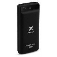 Батарея унiверсальна Vinga 20000 mAh QC3.0 Display soft touch black (VPB2QLSBK)