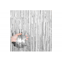 Декоративная шторка для фотозоны - серебро (сатин) 1*2 м