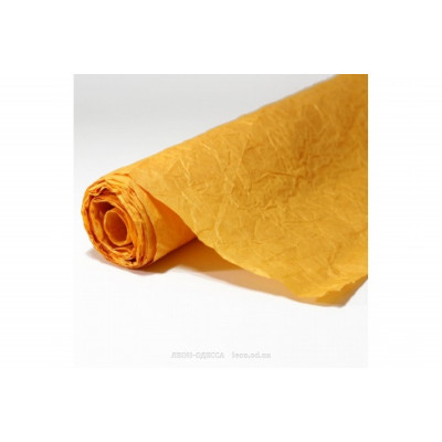 Бумага упаковочная "Жатка с золотым напылением" оранжевая 5м
