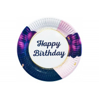 Тарелка маленькая « Happy Birthday» Фиолетовые шары  