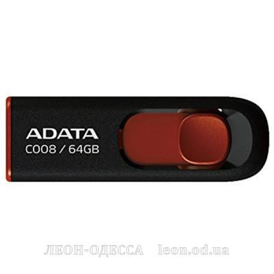 USB флеш накопичувач ADATA 64GB C008 Black+Red USB 2.0 (AC008-64G-RKD)