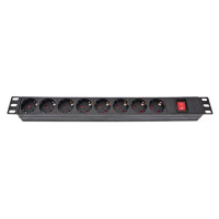 Силовой блок ESERVER 19* 8 розеток, выкл., алюм. корпус PDU 220В, 16А (WT-2261A-GER-8WAY-WO)