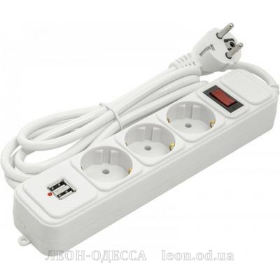 Мережевий фiльтр живлення PowerPlant 1.8 м, 3 розетки, USB ( PPSA10M18S3U ) (PPSA10M18S3U)