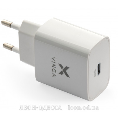 Зарядний пристрiй Vinga PD Type-C 20W Charger white (VWCPDC)