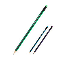 Олівець чорнографітовий, заточений, з гумкою HB, трикутний