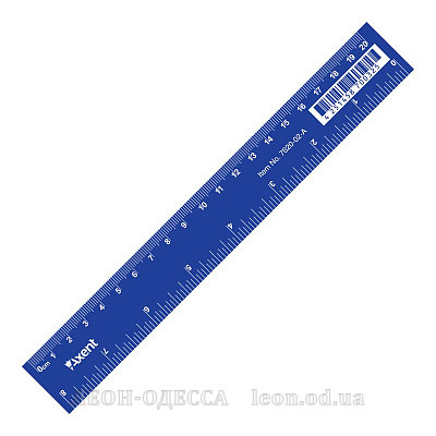 
											Лінійка пластикова Axent, 20 см, синя											
											