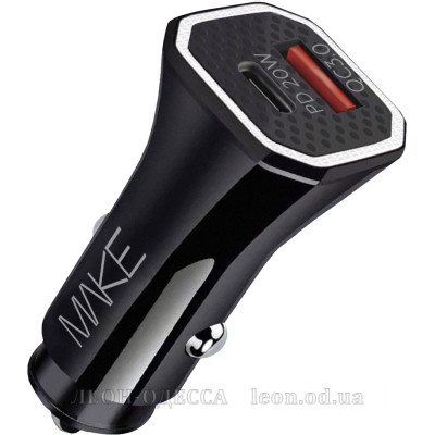 Зарядний пристрiй MAKE car 38W PD+QC Black (MCW-34PBK)