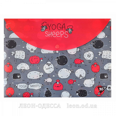 Папка на кнопке А4 Yes Yoga sheeps