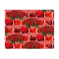 Упаковочная Бумага (5 листов) "Букет красных роз-сердца" (70*100 см)