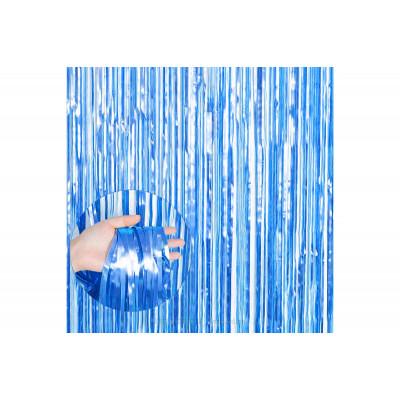 Декоративная шторка для фотозоны - синяя (сатин) 1*2 м