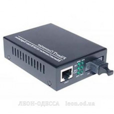 Медiаконвертер Merlion 10/100Base-TX to 100Base-F 1550нм, SM, SC/RJ-45, 25 км +БП (HTB-3100B / 1550_WDM)