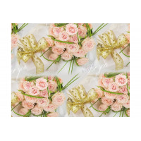 Упаковочная Бумага (5 листов) "Розовые розы, золотая лента" (70*100 см)