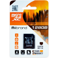 Карта памяти Mibrand 128GB microSDXC UHS-I U3 + SD-адаптер (MICDHU3/128GB-A)