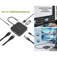 Порт-реплiкатор Acer 7-in-1, 8K, HDMI, DP, 2xUSB3.2, USB-C, RJ45, 3.5mm AP (HP.DSCAB.013)