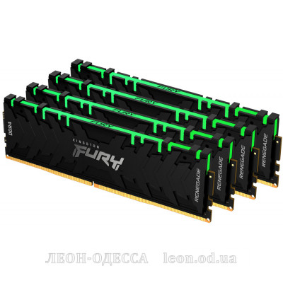 Модуль памяти для компьютера DDR4 32GB (4x8GB) 3600 MHz Renegade RGB Black Kingston Fury (ex.HyperX) (KF436C16RBAK4/32)