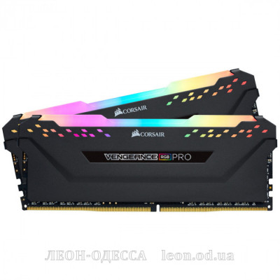 Модуль пам*ятi для комп*ютера DDR4 16GB (2x8GB) 3600 MHz Vengeance RGB Pro Black Corsair (CMW16GX4M2D3600C18)